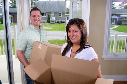 Boxes and household items ready for a flat move in Queensway