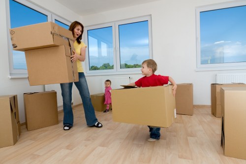 Organized packing materials for removals in Queensway