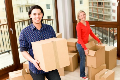 Mover reviewing access and safety conditions at a property